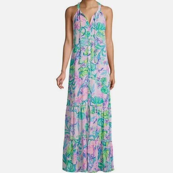 Lilly Pulitzer Luliana Maxi Dress In Amethyst Tint Mermaid In The Shade - Picture 2 of 8